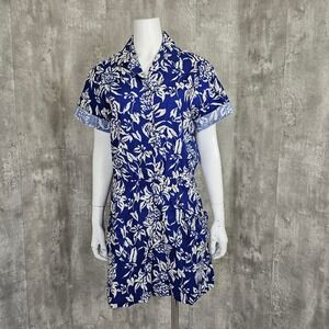 Vintage 90s Nani Hawaii S Tropical Floral Print‎ Romper Button Down S/S Tiki